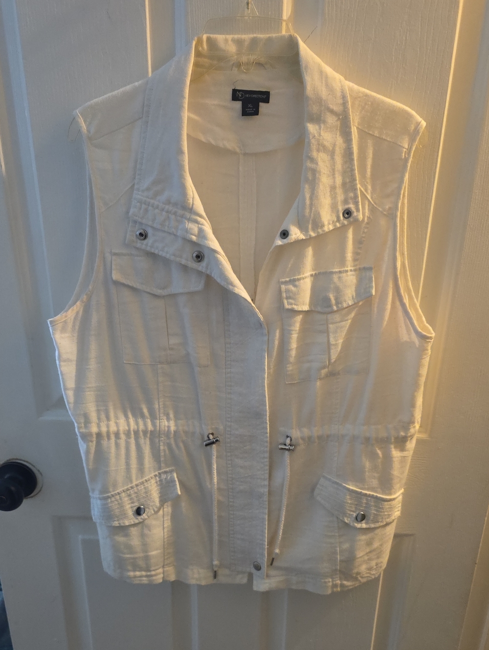 new directions White Utility Vest with Cinch Waist